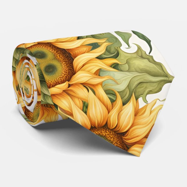 Sunflowers Art Pattern Design  Tie (Rolled)