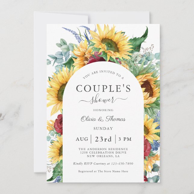 Sunflowers Autumn Floral Couple's Shower Invitation (Front)