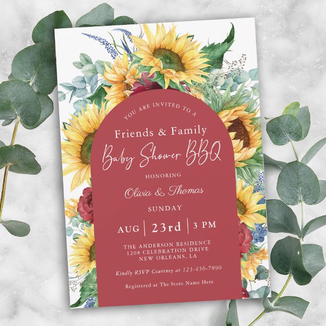 Sunflowers Autumn Floral Outdoor Baby Shower Invitation (Creator Uploaded)