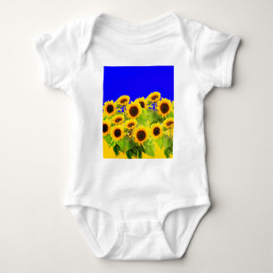Sunflowers Baby Bodysuit Ukraine Flag Colours