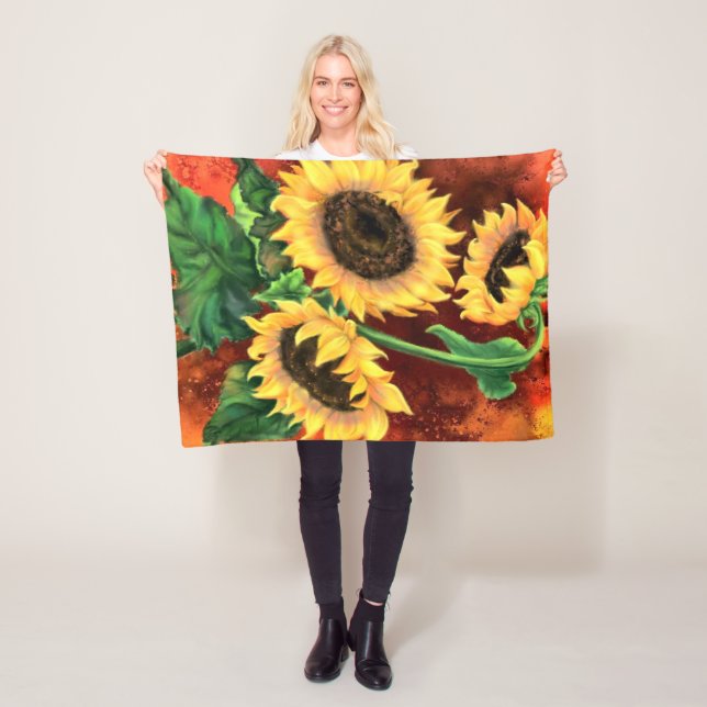 Sunflowers Baby Fleece Blanket - Painting (In Situ)