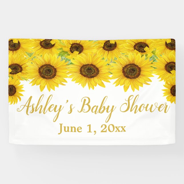 Sunflowers Baby Shower Backdrop Boho Floral Prop Banner (Horizontal)