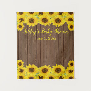 Sunflowers Baby Shower Backdrop Wood Photo Booth Tapestry