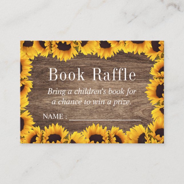Sunflowers Baby Shower Book Raffle Tickets Enclosure Card (Front)