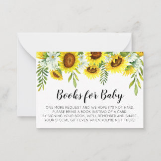 Sunflowers Baby Shower Books for Baby Cards