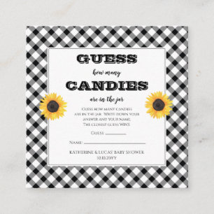 Sunflowers Baby Shower Guess Candies in Jar Game Enclosure Card