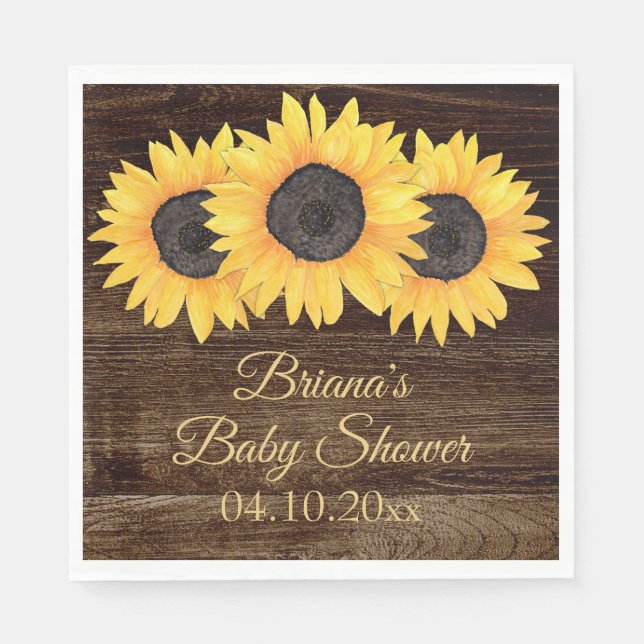 Sunflowers Baby Shower Luncheon Napkin (Front)