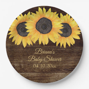 Sunflowers Baby Shower Paper Plate