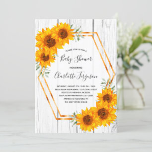 Sunflowers Baby Shower rustic gold geometrical Invitation