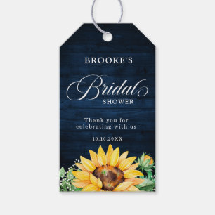 Sunflowers Baby's Breath Navy Blue Bridal Shower Gift Tags