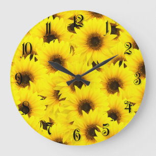 Sunflowers background large clock