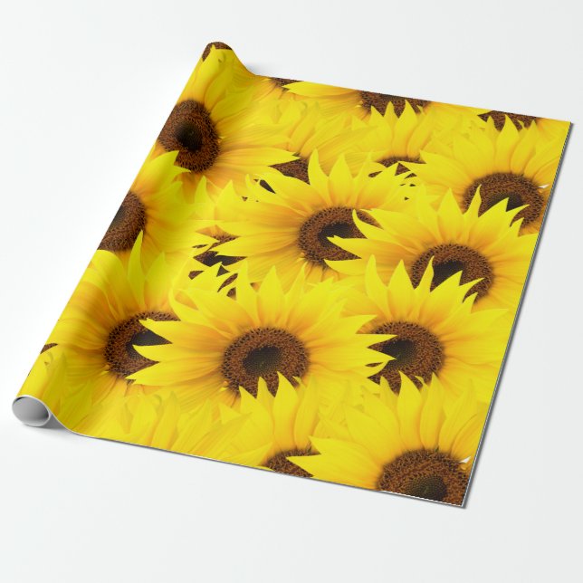 Sunflowers background wrapping paper (Unrolled)