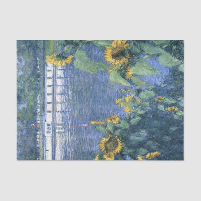 Sunflowers Bank of the Seine by Caillebotte Tissue Paper (Front)