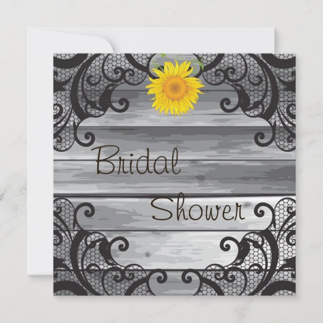 Sunflowers Barn Wood Collection Bridal Shower Invitation (Front)
