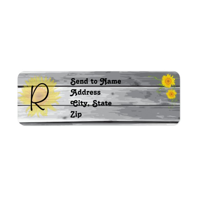 Sunflowers Barn Wood Collection Monogram Address (Front)