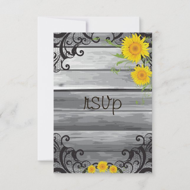 Sunflowers Barn Wood Collection RSVP Card (Front)