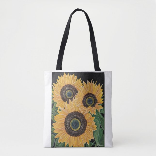 Sunflowers beach/grocery/work tote bag (Front)