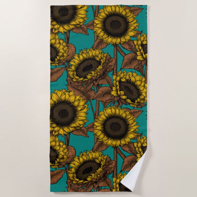 Sunflowers Beach Towel (Front)
