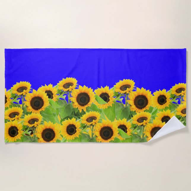 Sunflowers Beach Towel Ukraine Flag Colours (Front)