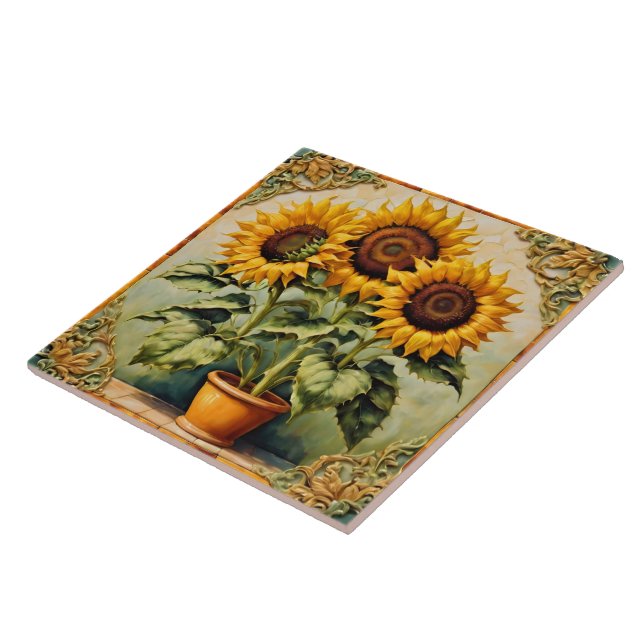 Sunflowers Beautiful Modern Collection Tile (Side)