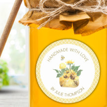 Sunflowers & Bees 🍯 Yellow Honeycomb Custom Honey