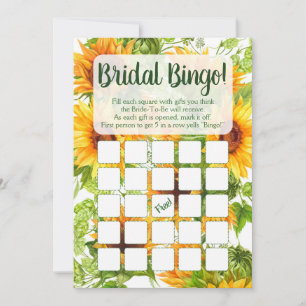 Sunflowers Bingo Bridal Shower Game Invitation
