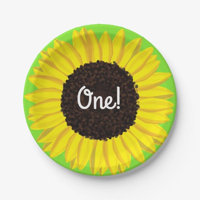 Sunflowers Birthday Party Paper Plate (Front)