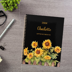 Sunflowers black 2026 planner