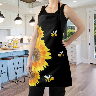 Sunflowers black bees apron