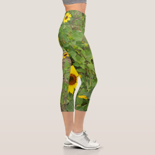 Sunflowers Blowing In The Wind, Capris Leggings
