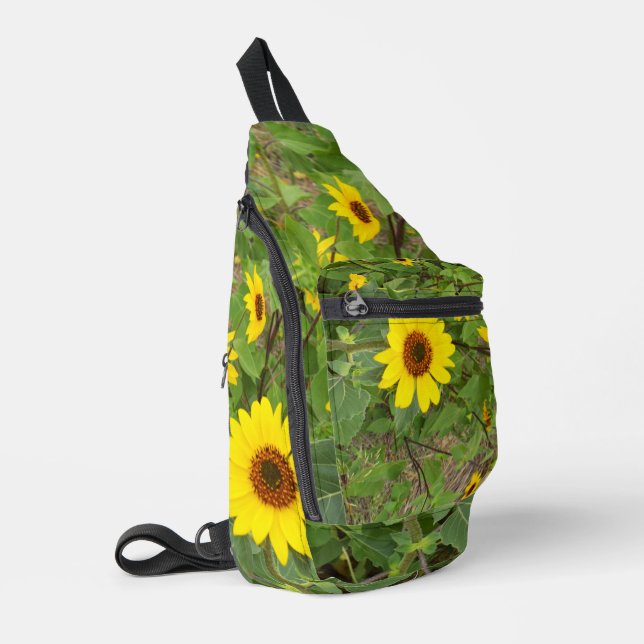 Sunflowers Blowing In The Wind,  Sling Bag (Left Corner)