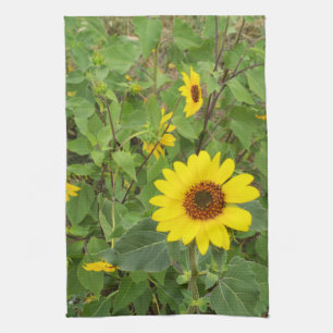 Sunflowers Blowing In The Wind, Tea Towel