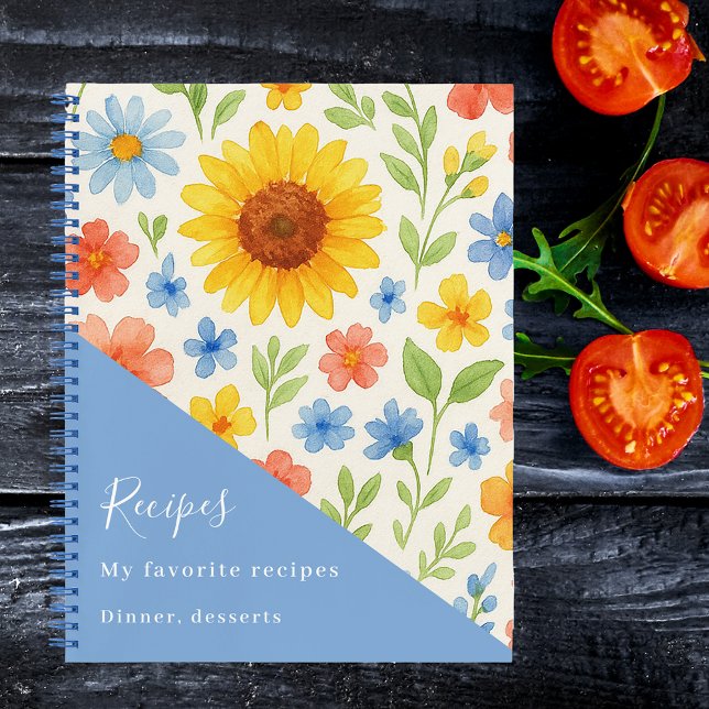 Sunflowers blue florals recipe notebook (Creator Uploaded)