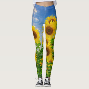 Sunflowers & Blue Skies Summer Field Leggings