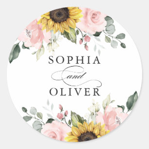 Sunflowers Blush Pink Greenery Envelope Seal