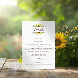 Sunflowers Boho Floral Wedding Enclosure Card