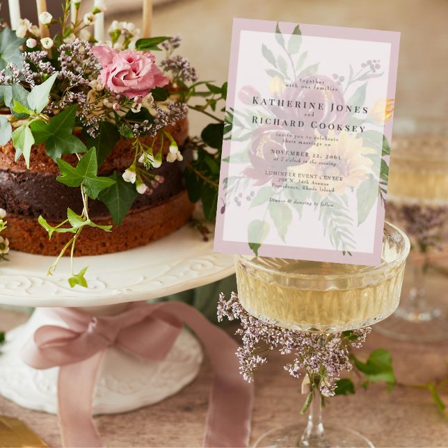 Sunflowers Bold Floral Pink Wedding Invitation (Creator Uploaded)