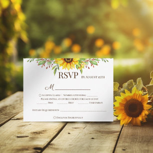 Sunflowers bono wedding romantic summertime  RSVP card