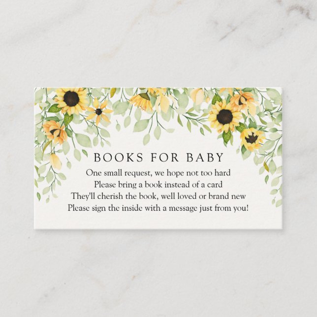 Sunflowers Books for Baby Request  Enclosure Card (Front)