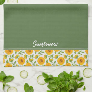 Sunflowers border custom Kitchen Towels