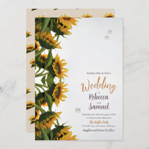 SUNFLOWERS BORDER Simple Wedding Invitation