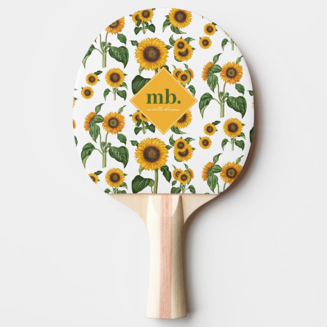Sunflowers Botanical Foliage Greenery Ping Pong Paddle (Front)
