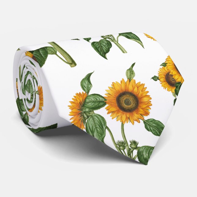 Sunflowers Botanical Greenery Tie (Rolled)