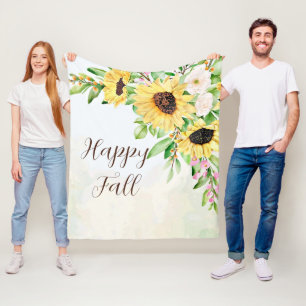 Sunflowers bouquet with customisable text  fleece blanket