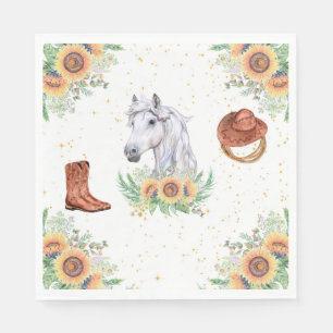 Sunflowers Boy Horse Birthday Party Napkin
