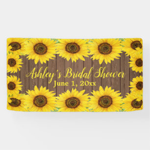 Sunflowers Bridal Shower Backdrop Rustic Wood Prop Banner