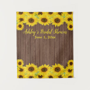 Sunflowers Bridal Shower Backdrop Wood Photo Booth Tapestry