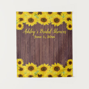 Sunflowers Bridal Shower Backdrop Wood Photo Booth Tapestry