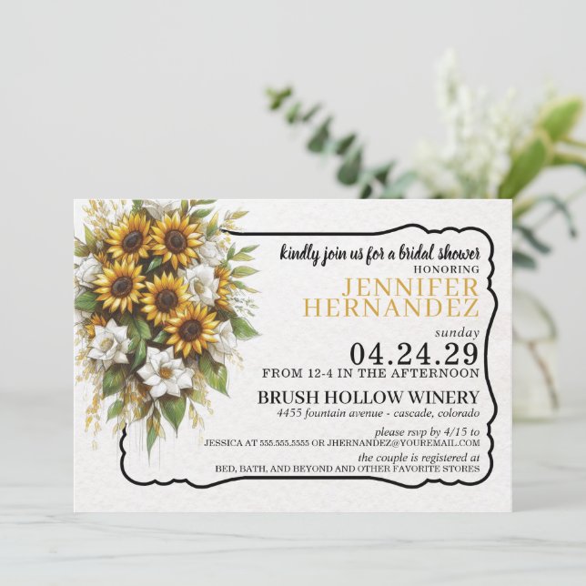 Sunflowers Bridal Shower Invitation (Standing Front)