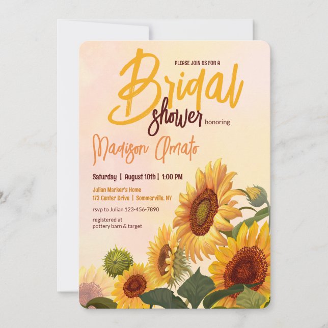 Sunflowers Bridal Shower Invitation (Front)